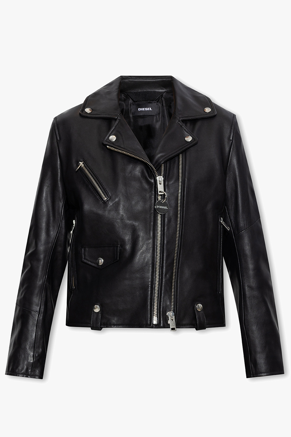 Black Leather jacket Diesel SchaferandweinerShops Spain Fear Of God T Shirt mit Rundhalsausschnitt